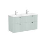 VitrA Root Groove Lavabo Dolabı, 120 cm, Dört Çekmeceli, Köşeli Lavabo, Mat Retro Yeşil - Görsel 2