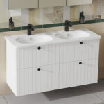 VitrA Root Groove Lavabo Dolabı, 120 cm, Dört Çekmeceli, Yuvarlak Lavabo, Mat Beyaz - Görsel 5