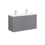 VitrA Root Groove Lavabo Dolabı, 120 cm, Dört Çekmeceli, Yuvarlak Lavabo, Mat Gri - Görsel 2