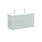 VitrA Root Groove Lavabo Dolabı, 120 cm, Dört Çekmeceli, Yuvarlak Lavabo, Mat Retro Yeşil - Görsel 4