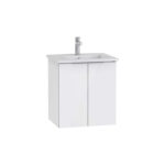 VitrA Mia Plus Square Lavabo Dolabı, 60 cm, İki Kapaklı, Tek Armatür Delikli, Parlak Beyaz
