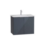 VitrA Mia Plus Square Lavabo Dolabı, 80 cm, İki Kapaklı, Tek Armatür Delikli, Parlak Antrasit