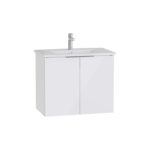 VitrA Mia Plus Square Lavabo Dolabı, 80 cm, İki Kapaklı, Tek Armatür Delikli, Parlak Beyaz