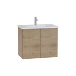 VitrA Mia Plus Square Lavabo Dolabı, 80 cm, İki Kapaklı, Tek Armatür Delikli, Altın Meşe