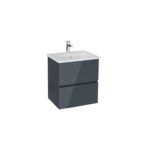 VitrA Mia Plus Square Lavabo Dolabı, 60 cm, İki Çekmeceli, Parlak Antrasit