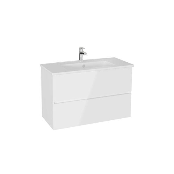 VitrA Mia Plus Square Lavabo Dolabı, 100 cm, İki Çekmeceli, Parlak Beyaz