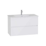 VitrA Mia Plus Square Lavabo Dolabı, 100 cm, İki Çekmeceli, Parlak Beyaz - Görsel 2
