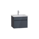 VitrA Mia Plus Square Lavabo Dolabı, 60 cm, Bir Çekmeceli, Parlak Antrasit - Görsel 2