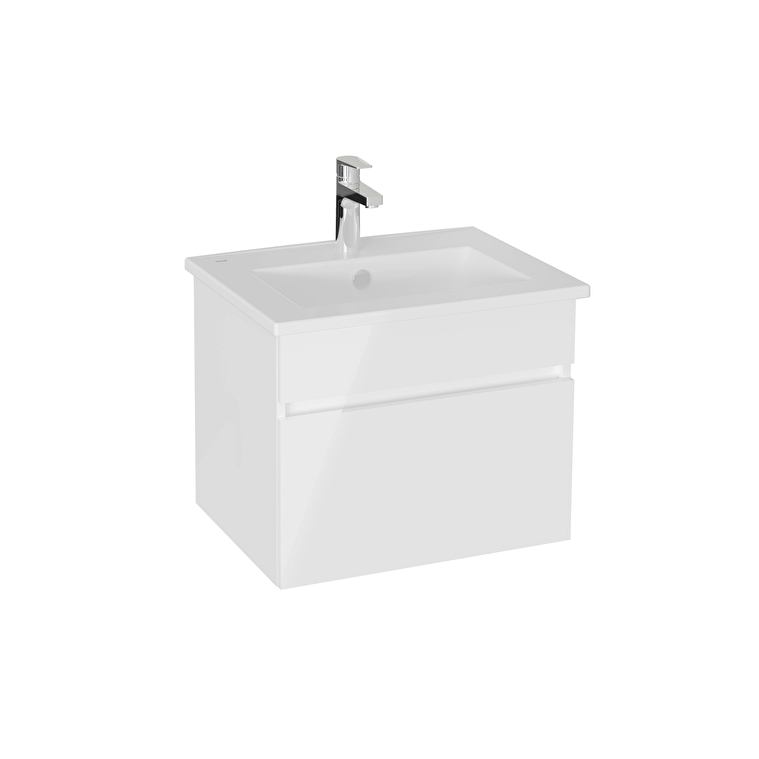 69772-1.jpg VitrA Mia Plus Square Lavabo Dolabı, 60 cm, Bir Çekmeceli, Parlak Beyaz - Görsel 1