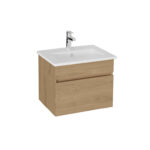 VitrA Mia Plus Square Lavabo Dolabı, 60 cm, Bir Çekmeceli, Altın Meşe