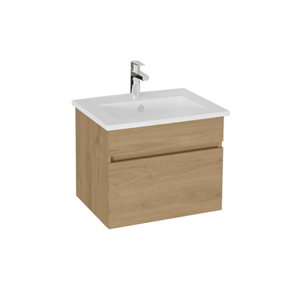VitrA Mia Plus Square Lavabo Dolabı, 60 cm, Bir Çekmeceli, Altın Meşe