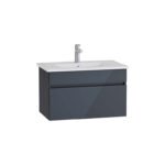 VitrA Mia Plus Square Lavabo Dolabı, 80 cm, Bir Çekmeceli, Parlak Antrasit - Görsel 2