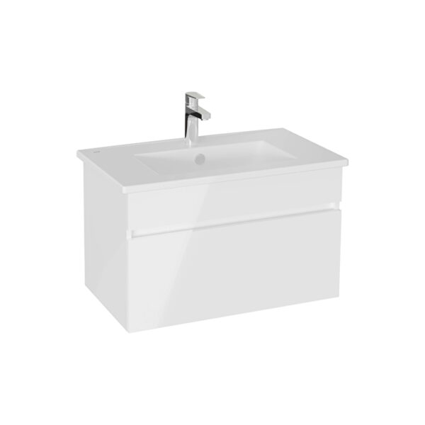 VitrA Mia Plus Square Lavabo Dolabı, 80 cm, Bir Çekmeceli, Parlak Beyaz