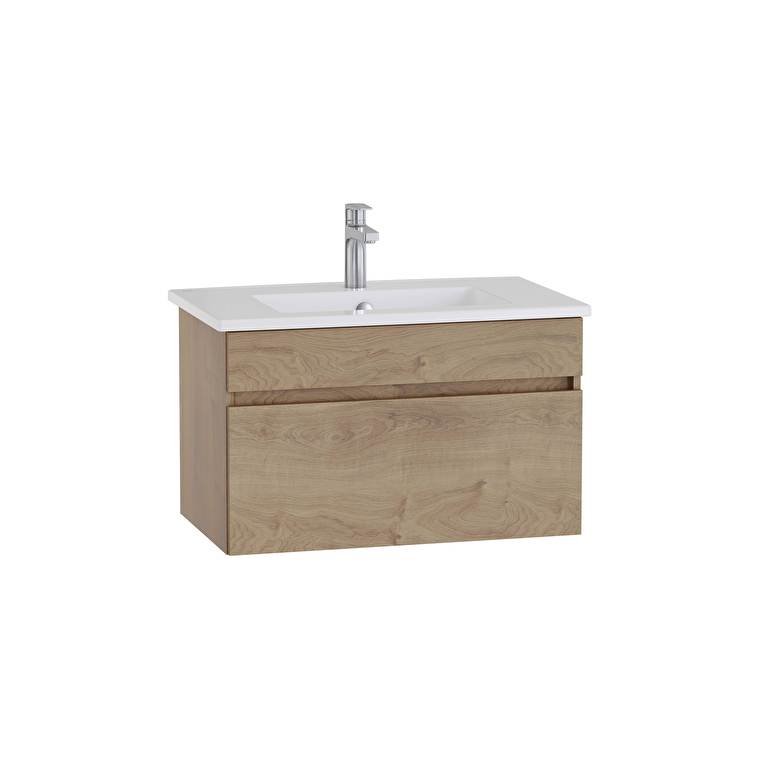 69776_80048-1.jpg VitrA Mia Plus Square Lavabo Dolabı, 80 cm, Bir Çekmeceli, Altın Meşe - Görsel 1