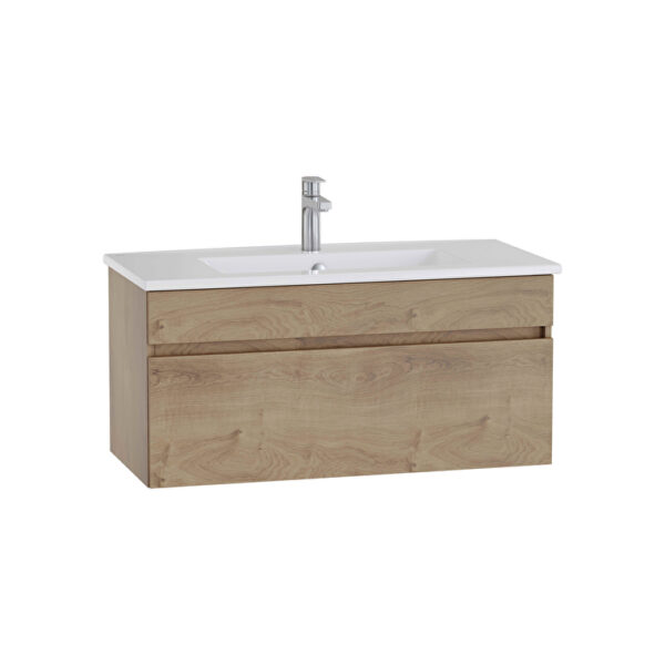 VitrA Mia Plus Square Lavabo Dolabı, 100 cm, Bir Çekmeceli, Altın Meşe