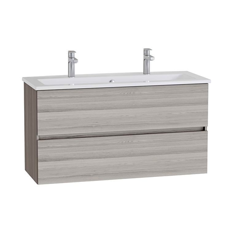 69807_80065-1.jpg VitrA Mia Plus Square Lavabo Dolabı, 120 cm, İki Çekmeceli, Çift Armatür Delikli, Cordoba - Görsel 1