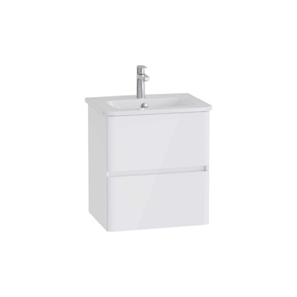 VitrA Mia Plus Round Lavabo Dolabı, 60 cm, İki Çekmeceli, Parlak Beyaz