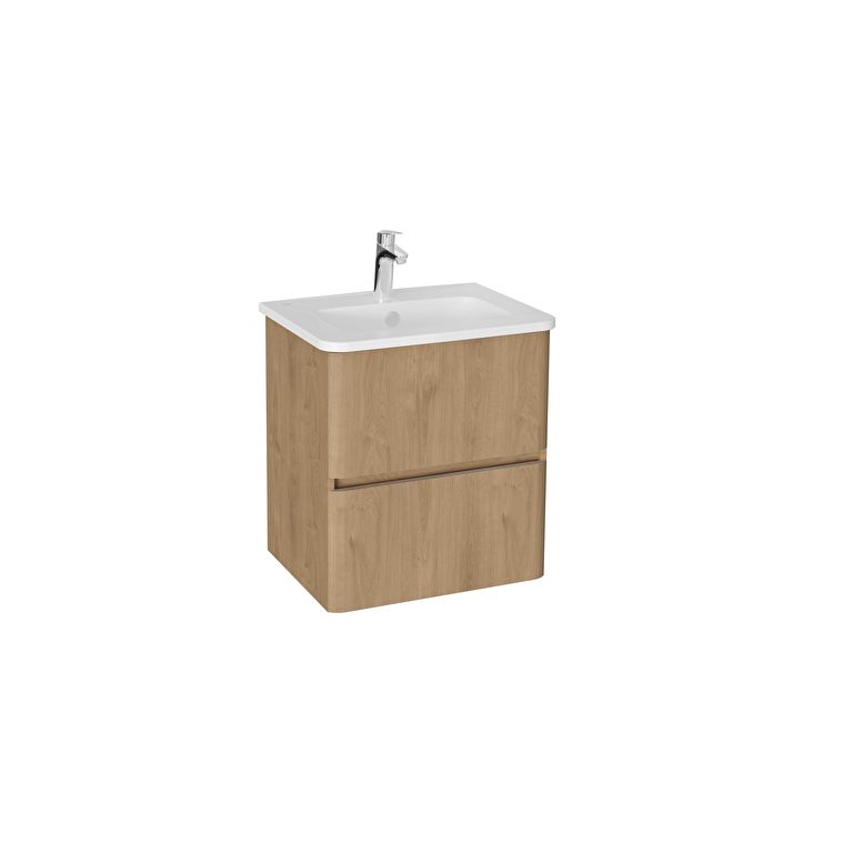 69817-1.jpg VitrA Mia Plus Round Lavabo Dolabı, 60 cm, İki Çekmeceli, Altın Meşe - Görsel 1