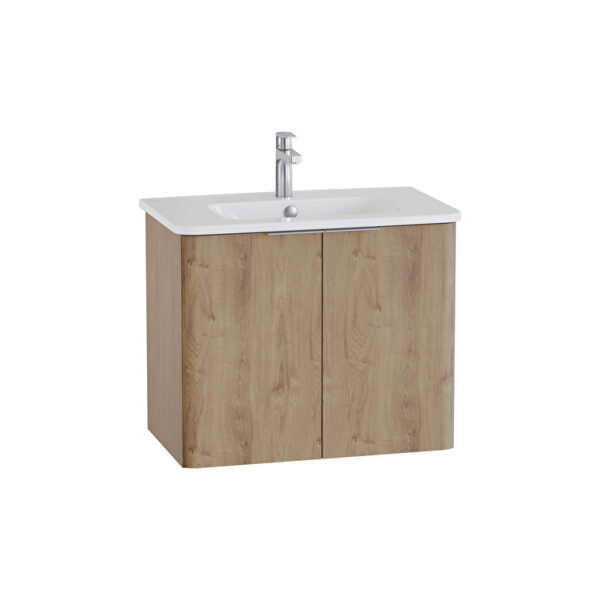 VitrA Mia Plus Round Lavabo Dolabı, 80 cm, İki Kapaklı, Altın Meşe