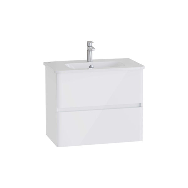 VitrA Mia Plus Round Lavabo Dolabı, 80 cm, İki Çekmeceli, Parlak Beyaz