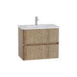 VitrA Mia Plus Round Lavabo Dolabı, 80 cm, İki Çekmeceli, Altın Meşe