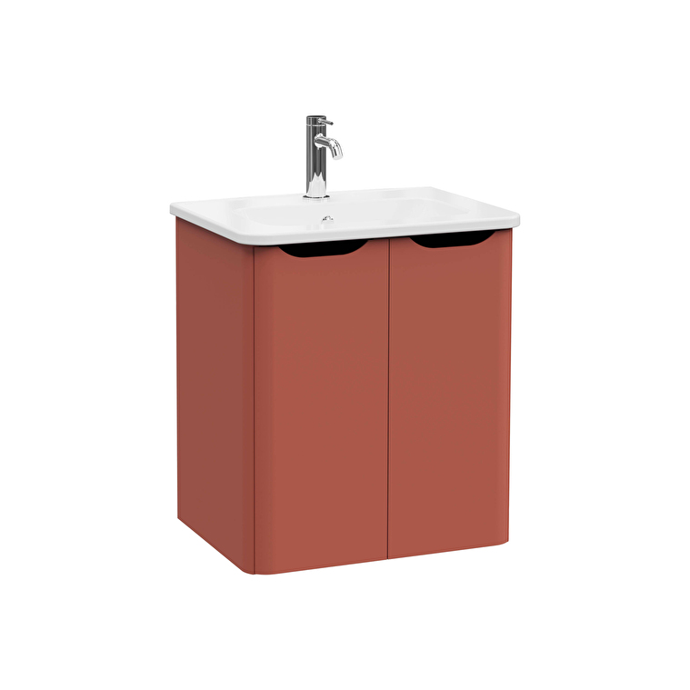 69847-1.jpg VitrA Integra Round Lavabo Dolabı, 60 cm, İki Kapaklı, Mat Kırmızı - Görsel 1
