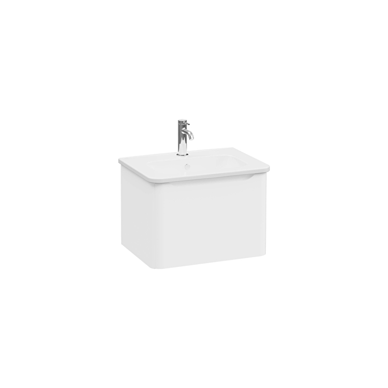 69898-1.jpg VitrA Integra Round Lavabo Dolabı, 60 cm, Bir Çekmeceli, Mat Beyaz - Görsel 1