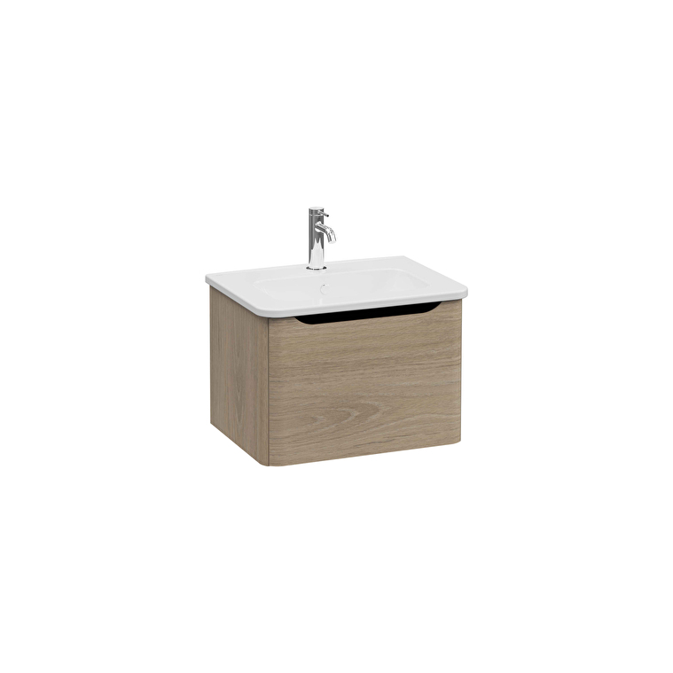 69900-1.jpg VitrA Integra Round Lavabo Dolabı, 60 cm, Bir Çekmeceli, Altın Meşe - Görsel 1