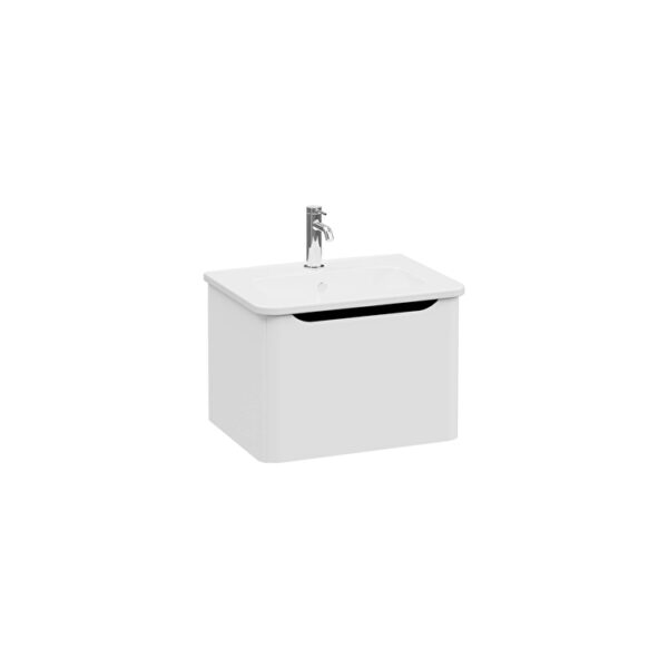 VitrA Integra Round Lavabo Dolabı, 60 cm, Bir Çekmeceli, Mat Açık Gri