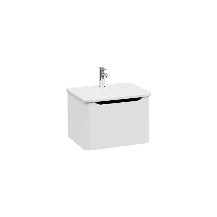 69903-1.jpg VitrA Integra Round Lavabo Dolabı, 60 cm, Bir Çekmeceli, Mat Açık Gri - Görsel 1