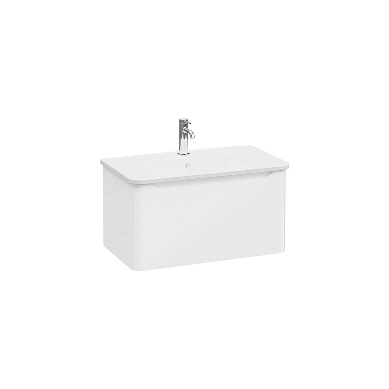 69906-1.jpg VitrA Integra Round Lavabo Dolabı, 80 cm, Bir Çekmeceli, Parlak Beyaz - Görsel 1