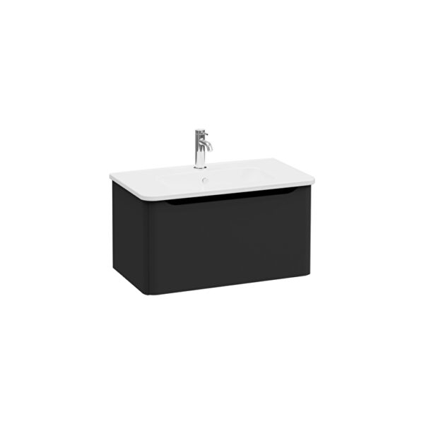 VitrA Integra Round Lavabo Dolabı, 80 cm, Bir Çekmeceli, Mat Grafit