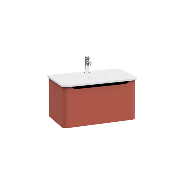 VitrA Integra Round Lavabo Dolabı, 80 cm, Bir Çekmeceli, Mat Kırmızı