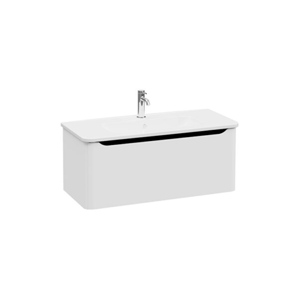 VitrA Integra Round Lavabo Dolabı, 100 cm, Bir Çekmeceli, Mat Açık Gri