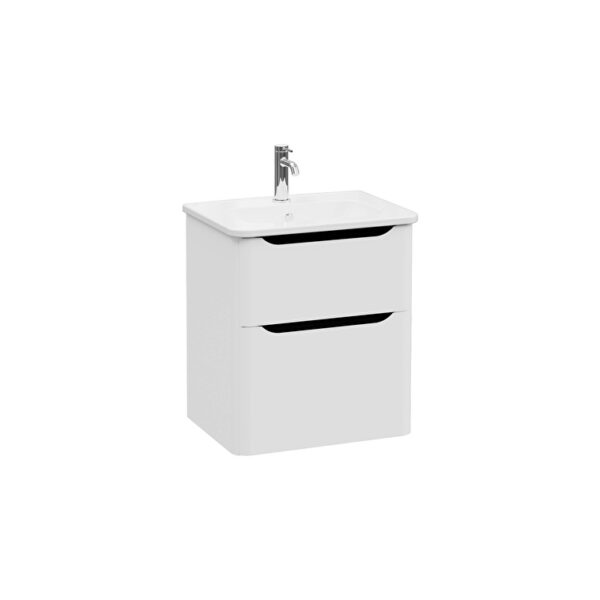 VitrA Integra Round Lavabo Dolabı, 60 cm, İki Çekmeceli , Mat Açık Gri