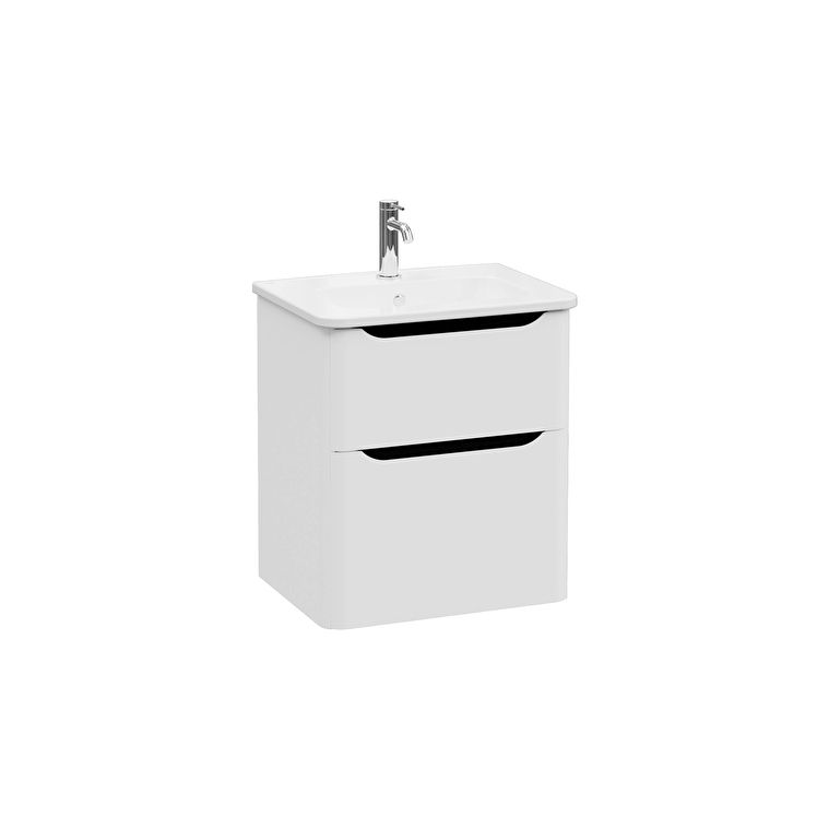 69975-1.jpg VitrA Integra Round Lavabo Dolabı, 60 cm, İki Çekmeceli , Mat Açık Gri - Görsel 1