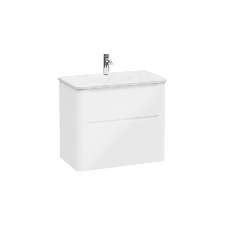 69978-1.jpg VitrA Integra Round Lavabo Dolabı, 80 cm, İki Çekmeceli , Parlak Beyaz - Görsel 1