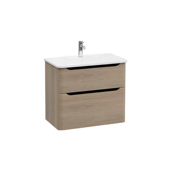 VitrA Integra Round Lavabo Dolabı, 80 cm, İki Çekmeceli , Altın Meşe