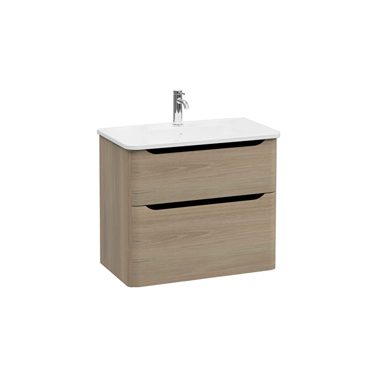 69981-1.jpg VitrA Integra Round Lavabo Dolabı, 80 cm, İki Çekmeceli , Altın Meşe - Görsel 1