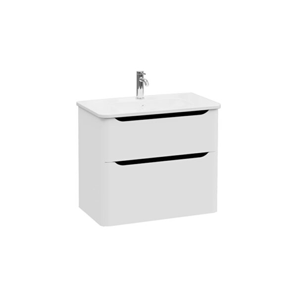 VitrA Integra Round Lavabo Dolabı, 80 cm, İki Çekmeceli , Mat Açık Gri