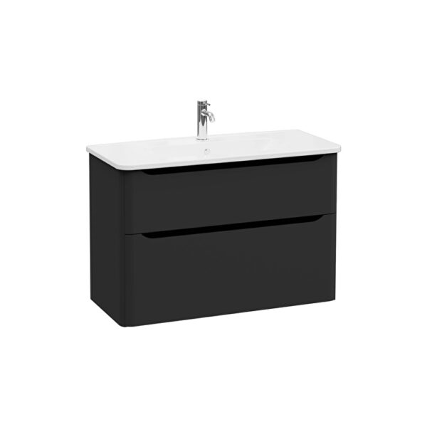 VitrA Integra Round Lavabo Dolabı, 100 cm, İki Çekmeceli , Mat Grafit