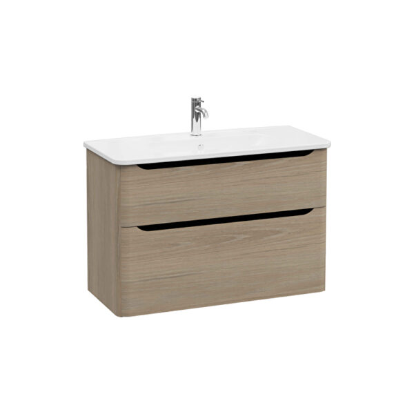 VitrA Integra Round Lavabo Dolabı, 100 cm, İki Çekmeceli , Altın Meşe