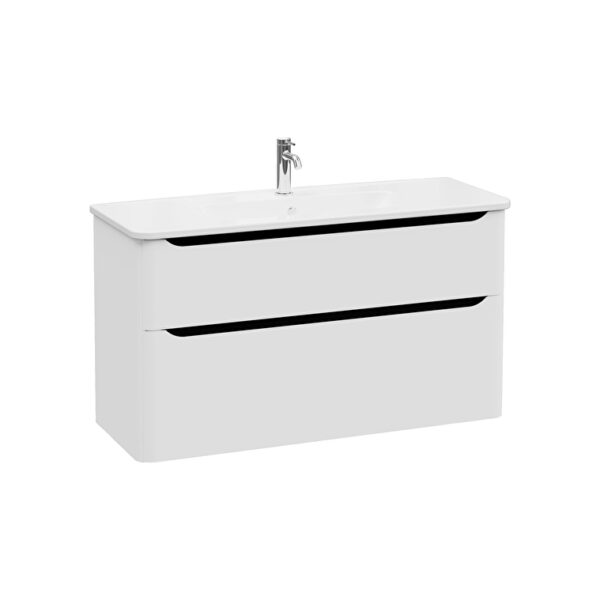 VitrA Integra Round Lavabo Dolabı, 120 cm, İki Çekmeceli , Mat Açık Gri