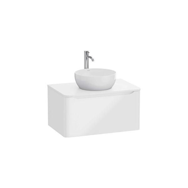 VitrA Integra Round Lavabo Dolabı, 80 cm, Bir Çekmeceli, Çanak Lavabo Uyumlu, Parlak Beyaz, Lavabosuz
