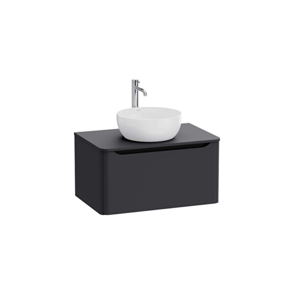 VitrA Integra Round Lavabo Dolabı, 80 cm, Bir Çekmeceli, Çanak Lavabo Uyumlu, Mat Grafit, Lavabosuz