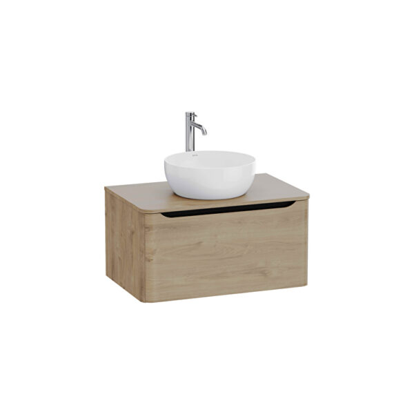VitrA Integra Round Lavabo Dolabı, 80 cm, Bir Çekmeceli, Çanak Lavabo Uyumlu, Altın Meşe, Lavabosuz