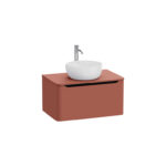 VitrA Integra Round Lavabo Dolabı, 80 cm, Bir Çekmeceli, Çanak Lavabo Uyumlu, Mat Kırmızı, Lavabosuz