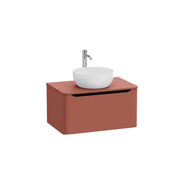 VitrA Integra Round Lavabo Dolabı, 80 cm, Bir Çekmeceli, Çanak Lavabo Uyumlu, Mat Kırmızı, Lavabosuz