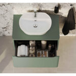 VitrA Integra Round Lavabo Dolabı, 80 cm, Bir Çekmeceli, Çanak Lavabo Uyumlu, Mat Yeşil, Lavabosuz - Görsel 6