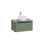 VitrA Integra Round Lavabo Dolabı, 80 cm, Bir Çekmeceli, Çanak Lavabo Uyumlu, Mat Yeşil, Lavabosuz
